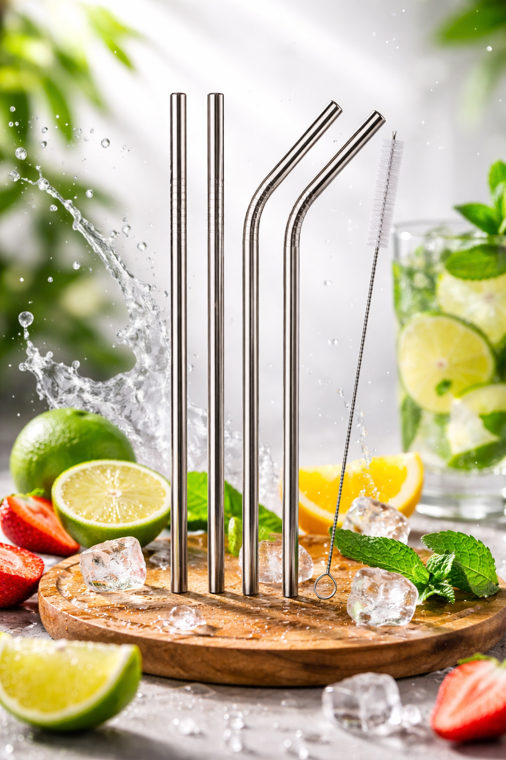 Premium Reusable Stainless Steel Straws Set (10 Pack)